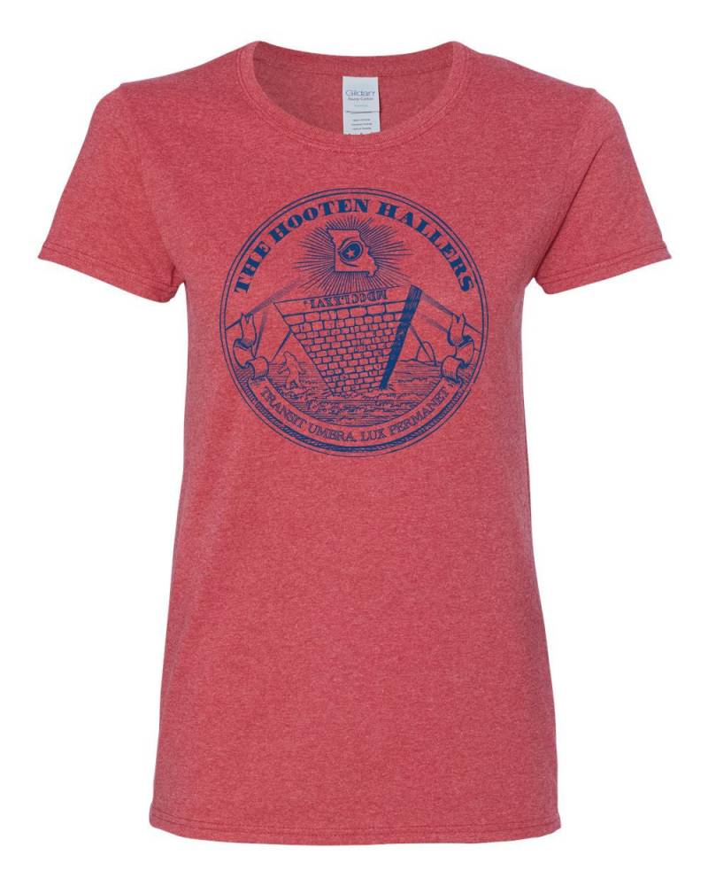 Die Hooten Hallers Verschwörung Auf Damen Heather Red Gildan Heavy Cotton Navy Ink T-Shirt Pyramiden, Missouri, Big Foot, Verschwörungstheorie von MerchOp