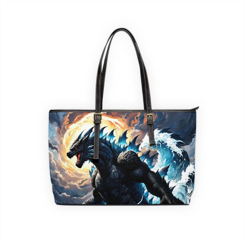 Godzilla Shoulder Bag Print Monster Movie Lover Gift Pu Leather Tote Crossbody Purse Fashion Handbag Unique Carryall von MerchTeeShop
