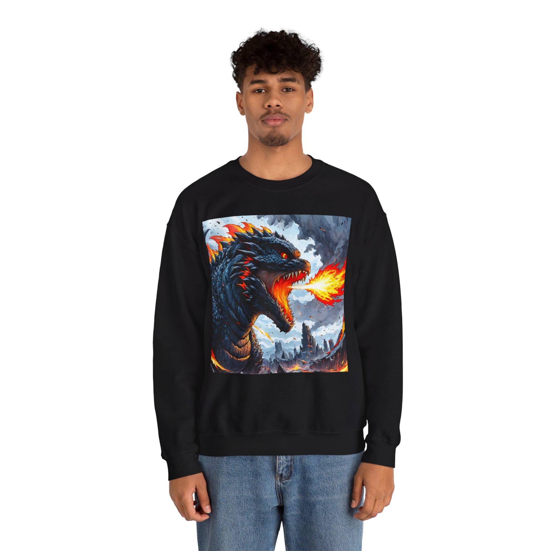 Godzilla Sweatshirts For Men Kaiju Unisex Sweatshirt Gojira Monster Crewneck Jumper Japanese Movie Fans Gift von MerchTeeShop