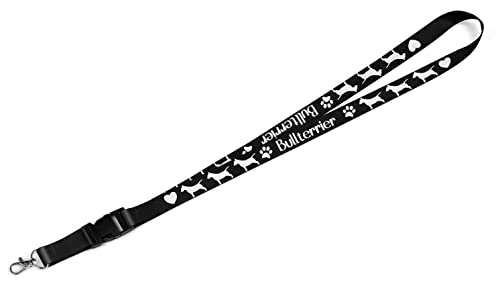 Merchandise for Fans Lanyard Schlüsselanhänger Schlüsselband mit Karabiner schwarz: Hund Bullterrier von Merchandise for Fans