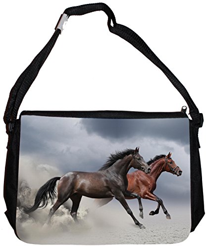 Merchandise for Fans Schultertasche - 38x28x8cm, 8,5 Liter, schwarz Motiv: Pferd/Pferde - 03 von Merchandise for Fans