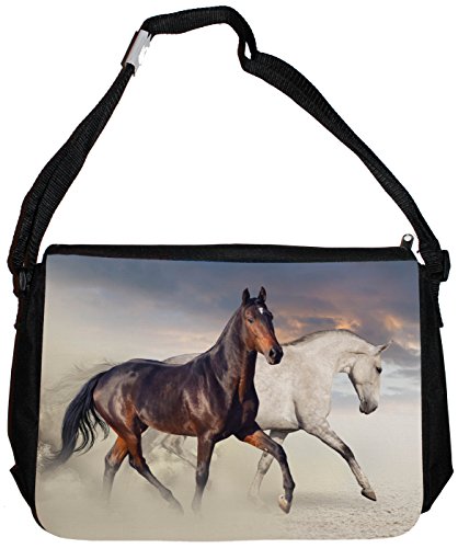 Merchandise for Fans Schultertasche - 38x28x8cm, 8,5 Liter, schwarz Motiv: Pferd/Pferde - 04 von Merchandise for Fans