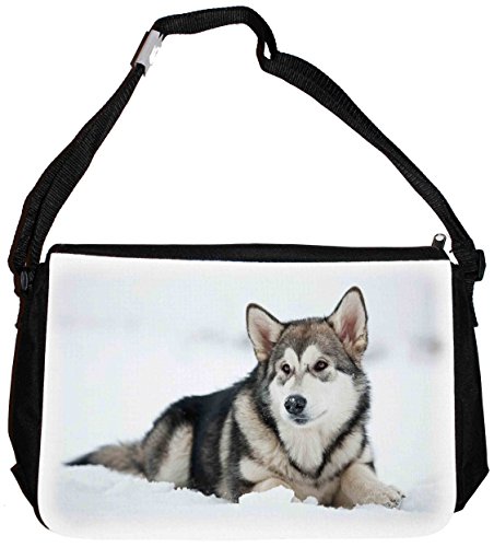 Merchandise for Fans Schultertasche - 38x28x8cm, 8,5 Liter, schwarz Motiv: Schlittenhund Husky - 01 von Merchandise for Fans