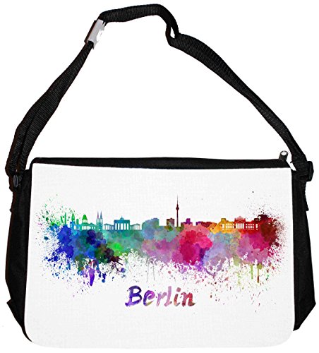 Merchandise for Fans Schultertasche - 38x28x8cm, 8,5 Liter, schwarz Motiv: Silhouette Berlin- 04 von Merchandise for Fans
