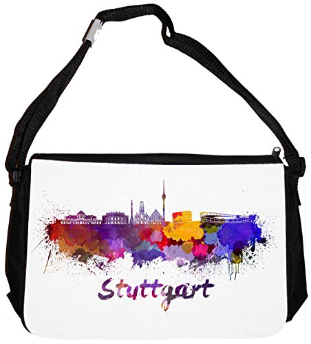 Merchandise for Fans Schultertasche - 38x28x8cm, 8,5 Liter, schwarz Motiv: Silhouette Stuttgart - 09 von Merchandise for Fans