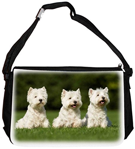 Merchandise for Fans Schultertasche - 38x28x8cm, 8,5 Liter, schwarz Motiv: West Highland White Terrier/Westie - 02 von Merchandise for Fans