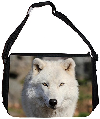 Merchandise for Fans Schultertasche - 38x28x8cm, 8,5 Liter, schwarz Motiv: Wolf/Grauwolf/Polarwolf/Europäischer Wolf - 03 von Merchandise for Fans