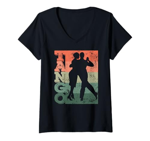 Damen Tango Argentino Tanzender Herzschlag Milonga Vals Tango Tänzer T-Shirt mit V-Ausschnitt von Merchandise for dance partner & dance teacher