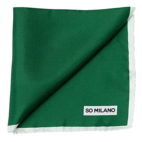 SO MILANO Einstecktuch aus Seide – Einfarbig mit Rand – 100% Seide | Handrolliert | Made in Italy (Grün) von Merchandising