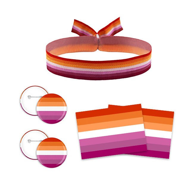Lesbian Paket 1x Bändchen - 2x Buttons 10x Sticker von Merchbaendchen