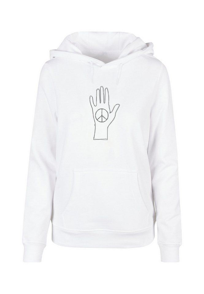 Merchcode Kapuzenpullover Merchcode Damen Ladies Peace - Scribble Hand White Basic Hoody (1-tlg) von Merchcode