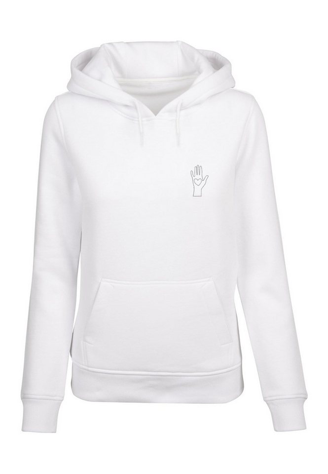 Merchcode Kapuzenpullover Merchcode Damen Ladies Peace - Scribble Hand Heart White Hoody (1-tlg) von Merchcode