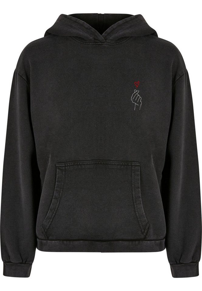 Merchcode Kapuzenpullover Merchcode Ladies K Heart Acid Washed Oversized Hoody (1-tlg) von Merchcode