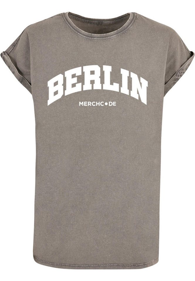 Merchcode T-Shirt Merchcode Damen Ladies Berlin Wording - Acid Washed T-Shirt (1-tlg) von Merchcode