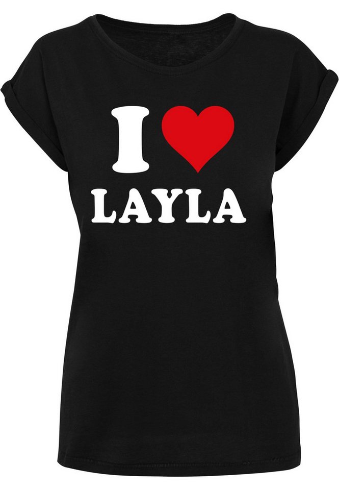Merchcode T-Shirt Merchcode Damen Ladies I Love Layla X T-Shirt (1-tlg) von Merchcode