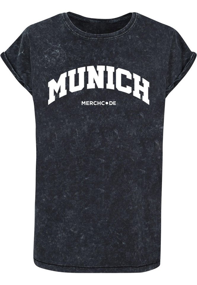 Merchcode T-Shirt Merchcode Damen Ladies Munich Wording - Acid Washed T-Shirt (1-tlg) von Merchcode