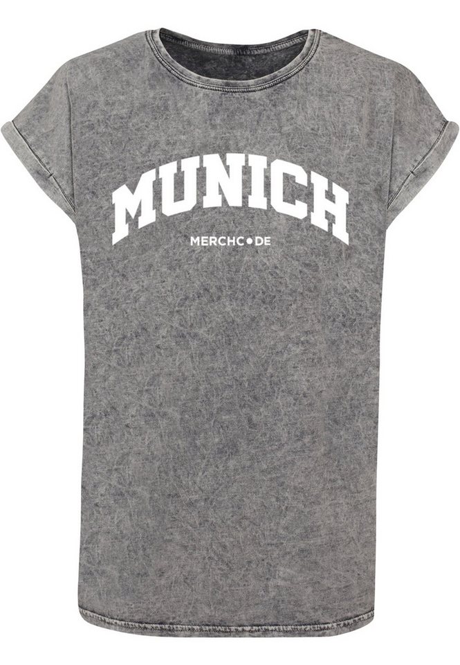 Merchcode T-Shirt Merchcode Damen Ladies Munich Wording - Acid Washed T-Shirt (1-tlg) von Merchcode