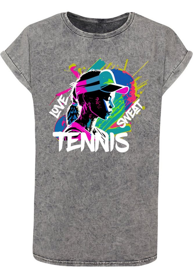 Merchcode T-Shirt Merchcode Damen Ladies Tennis Love, Sweat - Acid Washed T-Shirt (1-tlg) von Merchcode