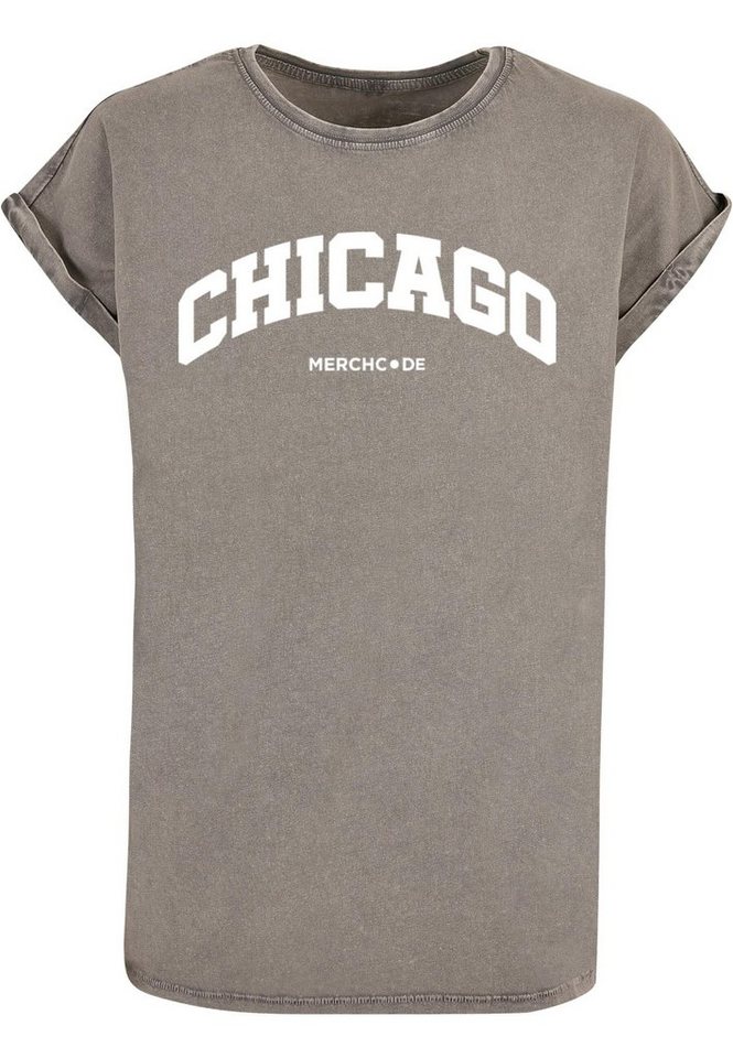 Merchcode T-Shirt Merchcode Damen Ladies Chicago Wording - Acid Washed T-Shirt (1-tlg) von Merchcode