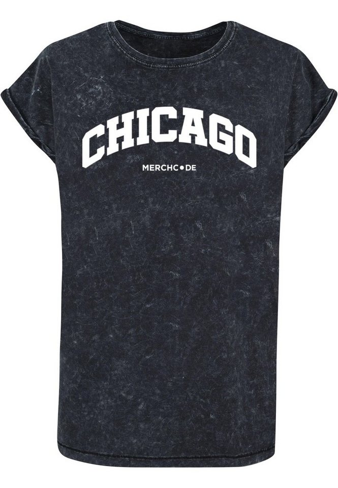 Merchcode T-Shirt Merchcode Damen Ladies Chicago Wording - Acid Washed T-Shirt (1-tlg) von Merchcode
