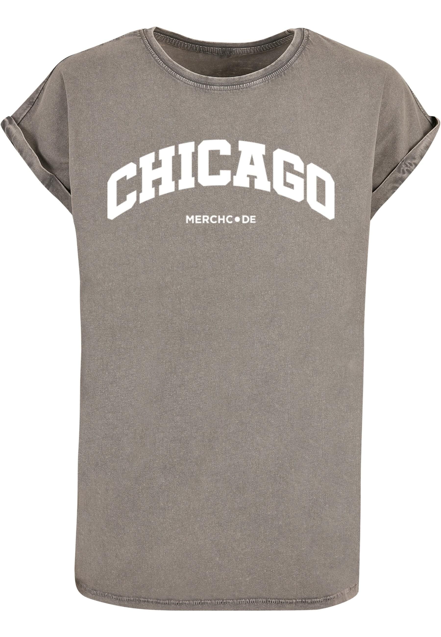 Merchcode T-Shirt "Merchcode Damen Ladies Chicago Wording - Acid Washed T-Shirt" 1 Stk. tlg. von Merchcode