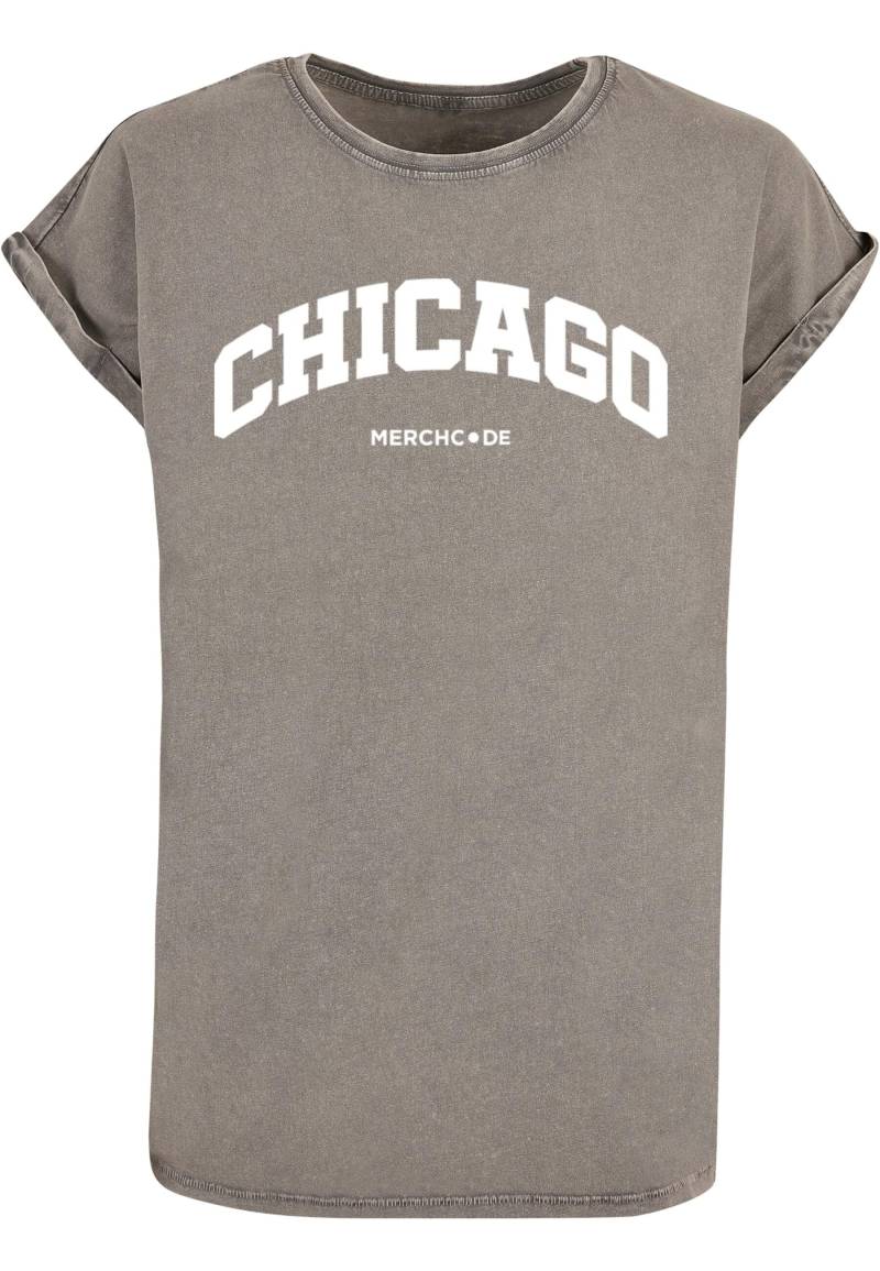 Merchcode T-Shirt "Merchcode Damen Ladies Chicago Wording - Acid Washed T-Shirt" 1 Stk. tlg. von Merchcode