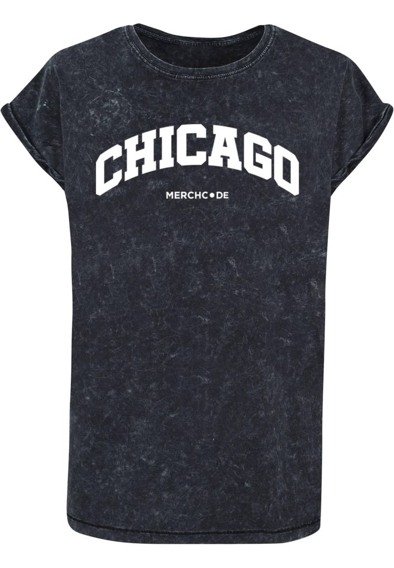 Merchcode T-Shirt "Merchcode Damen Ladies Chicago Wording - Acid Washed T-Shirt" 1 Stk. tlg. von Merchcode