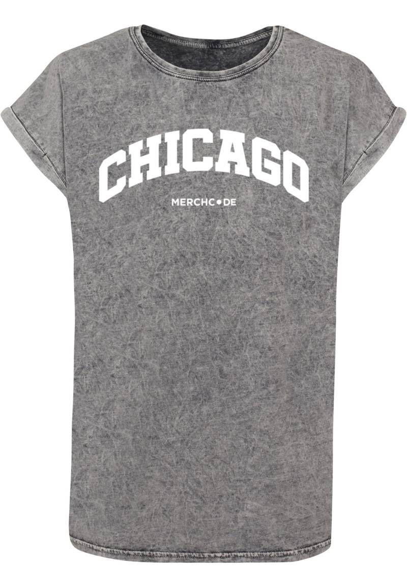 Merchcode T-Shirt "Merchcode Damen Ladies Chicago Wording - Acid Washed T-Shirt", (1 tlg.) von Merchcode