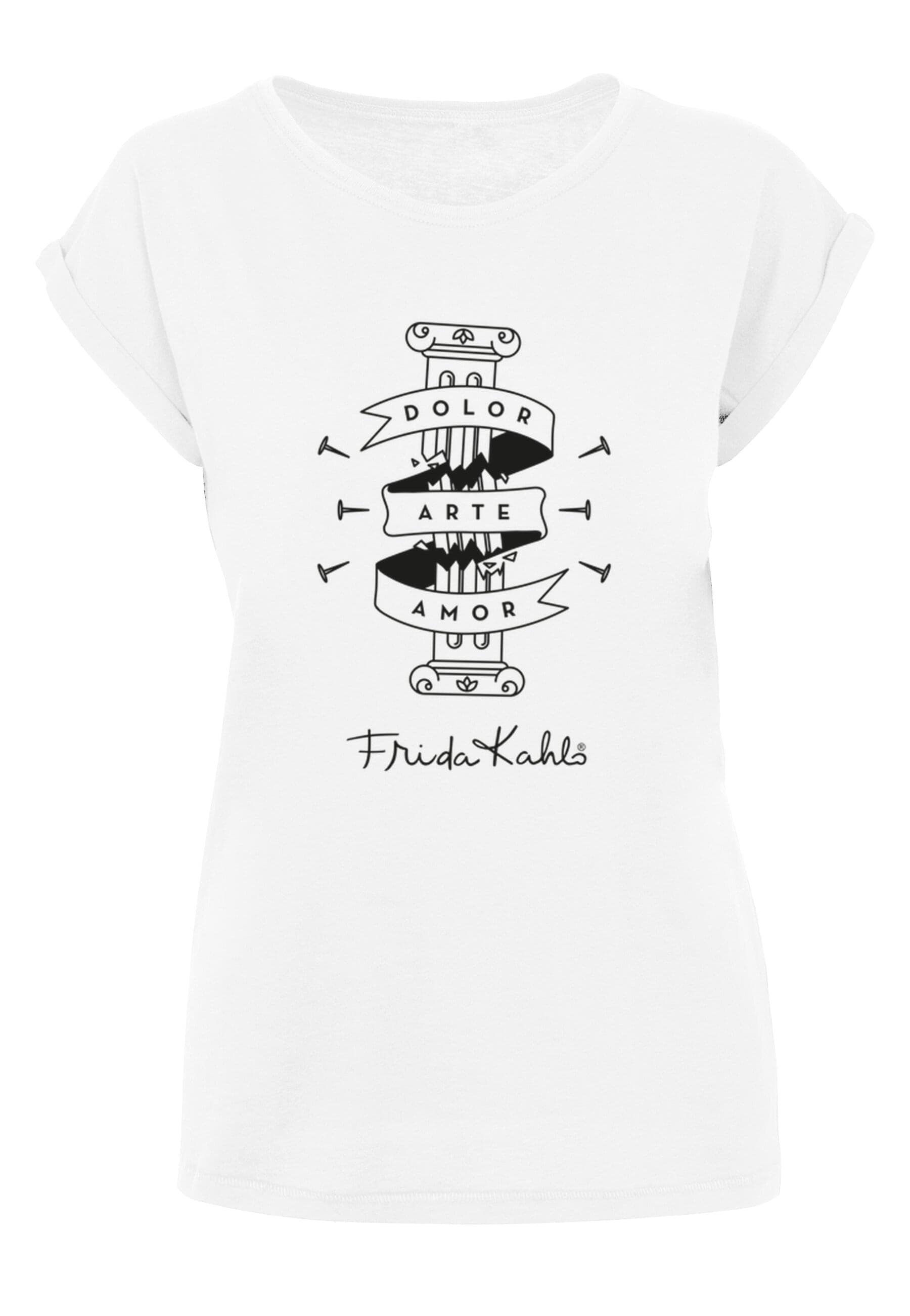 Merchcode T-Shirt "Merchcode Damen Ladies Frida Kahlo - Dolor Arte Amor T-Shirt", (1 tlg.) von Merchcode