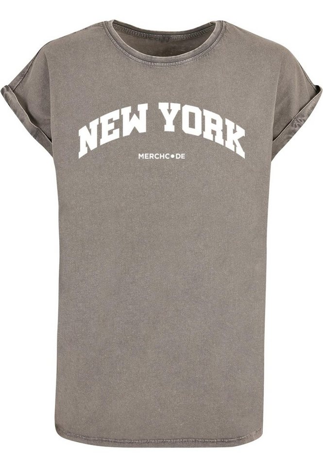 Merchcode T-Shirt Merchcode Damen Ladies New York Wording - Acid Washed T-Shirt (1-tlg) von Merchcode