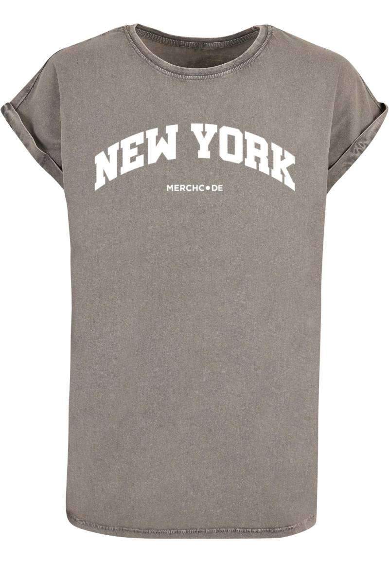 Merchcode T-Shirt "Merchcode Damen Ladies New York Wording - Acid Washed T-Shirt", 1 Stk. von Merchcode