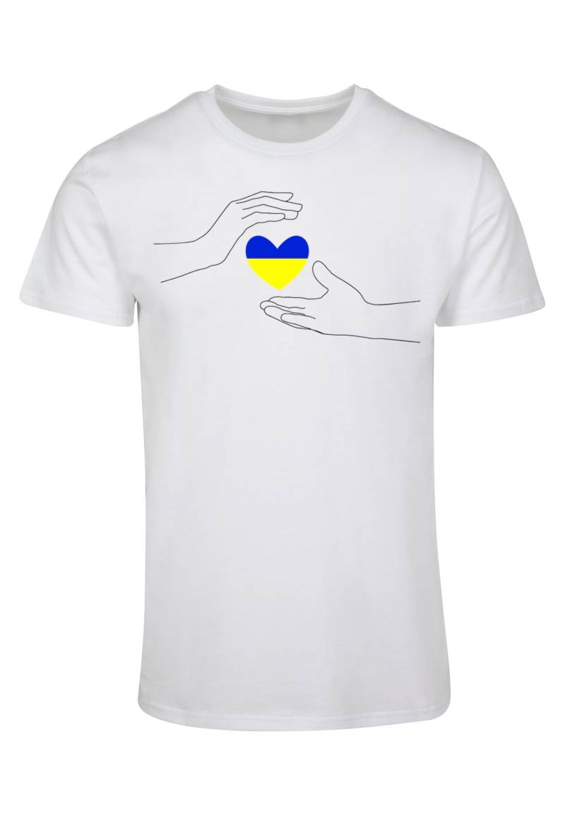 Merchcode T-Shirt "Merchcode Herren Peace - 2 Hand Heart White Basic T-Shirt", (1 tlg.) von Merchcode