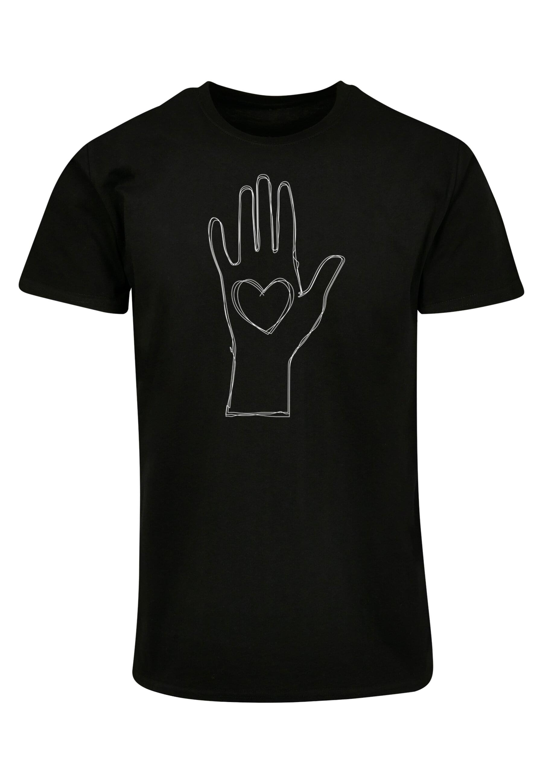 Merchcode T-Shirt "Merchcode Herren Peace - Scribble Hand Heart Black Basic T-Shirt", (1 tlg.) von Merchcode