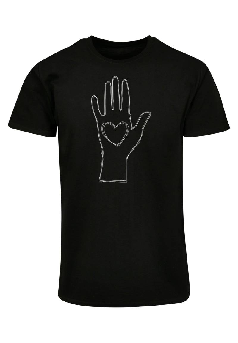 Merchcode T-Shirt "Merchcode Herren Peace - Scribble Hand Heart Black Basic T-Shirt", (1 tlg.) von Merchcode