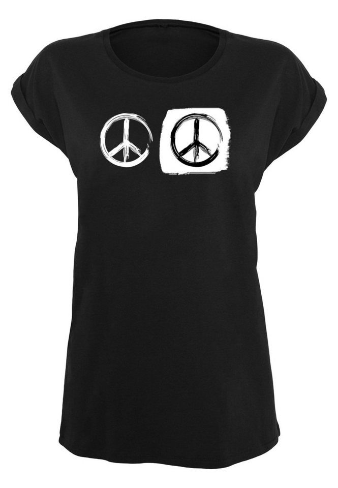 Merchcode T-Shirt Merchcode Ladies Peace - Double Peace Black Basic T-Shirt (1-tlg) von Merchcode