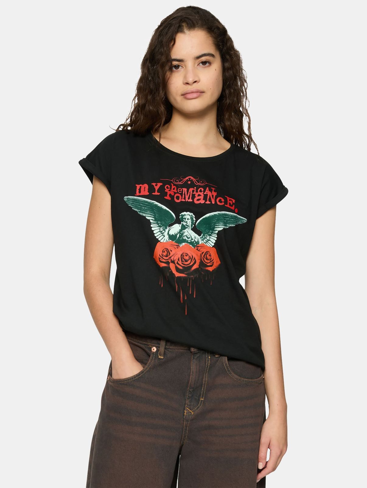 bequemes Merchcode Damen T-Shirt 140 g/m² mit Baumwolle Schwarz von Merchcode