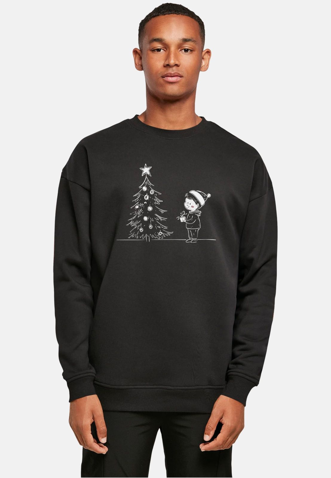 bequemes Merchcode Herren Sweatshirt 300 g/m² mit Baumwolle Schwarz von Merchcode