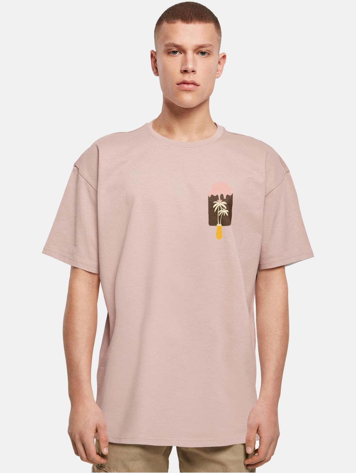 bequemes Merchcode Herren T-Shirt Oversize 240 g/m² mit Baumwolle Alt-Rosa von Merchcode