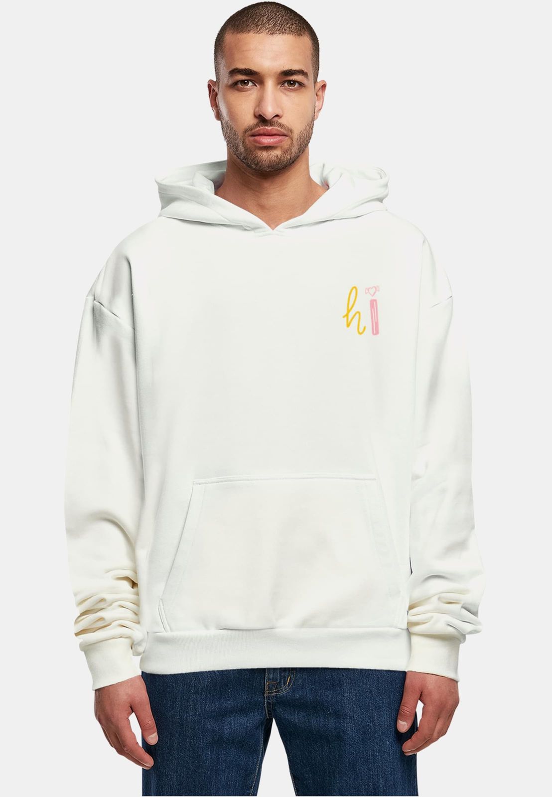 lässiger Merchcode Herren Hoodie 460 g/m² mit Baumwolle Weiß von Merchcode
