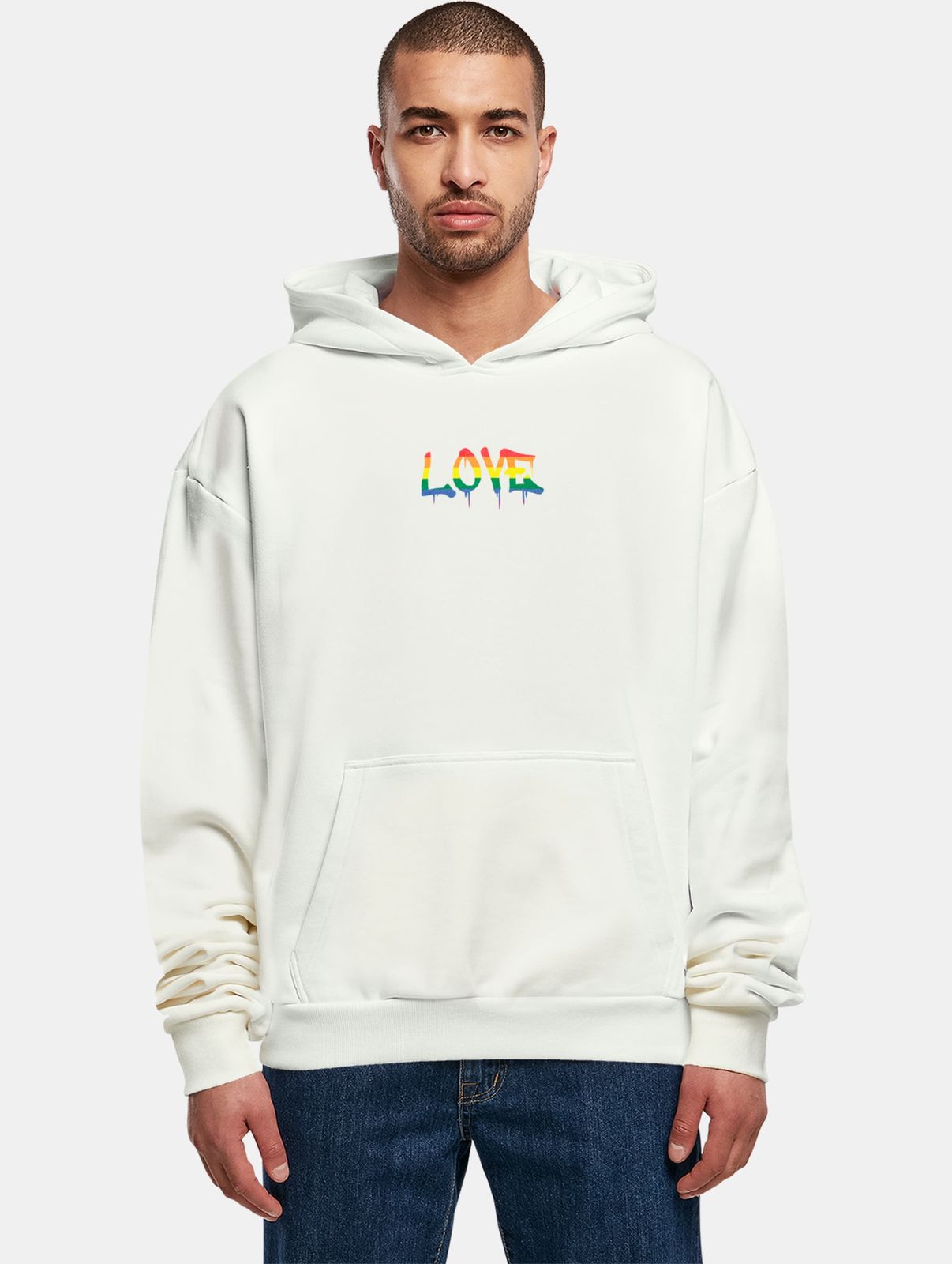 lässiger Merchcode Herren Hoodie 460 g/m² mit Baumwolle Weiß von Merchcode