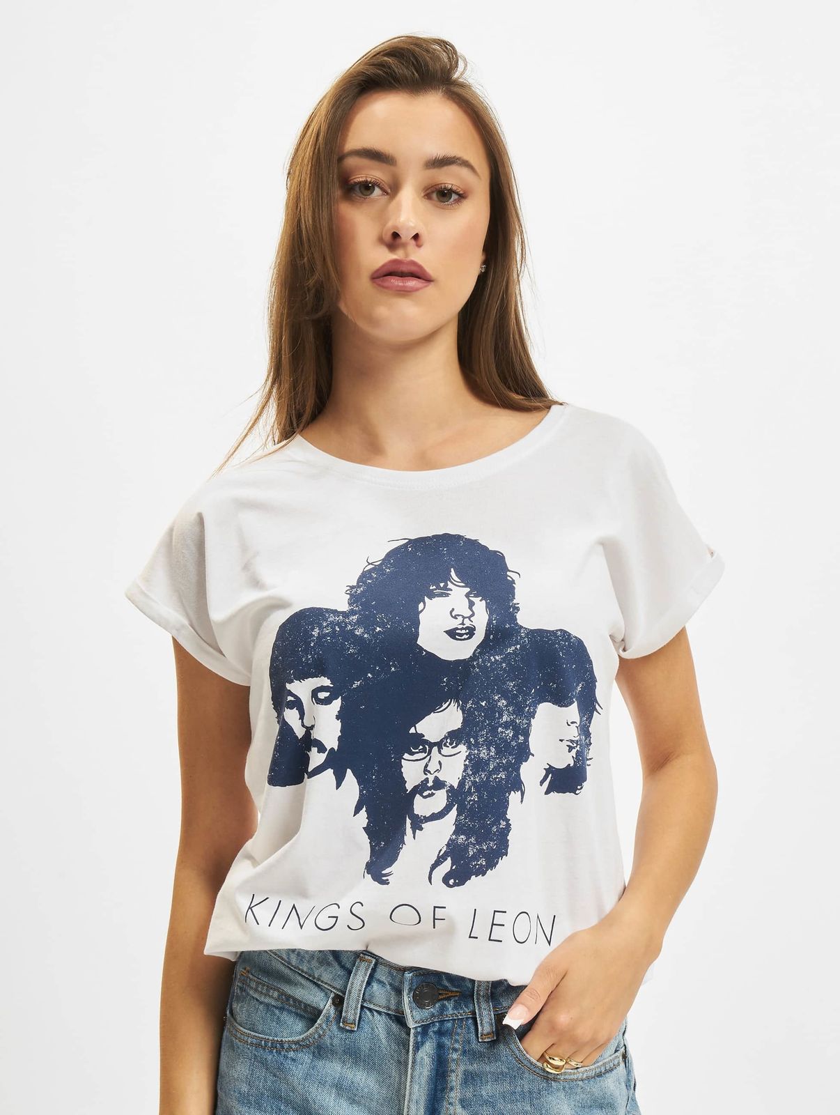 lässiges Merchcode Damen T-Shirt Leo-Muster 180 g/m² mit Baumwolle Weiß von Merchcode
