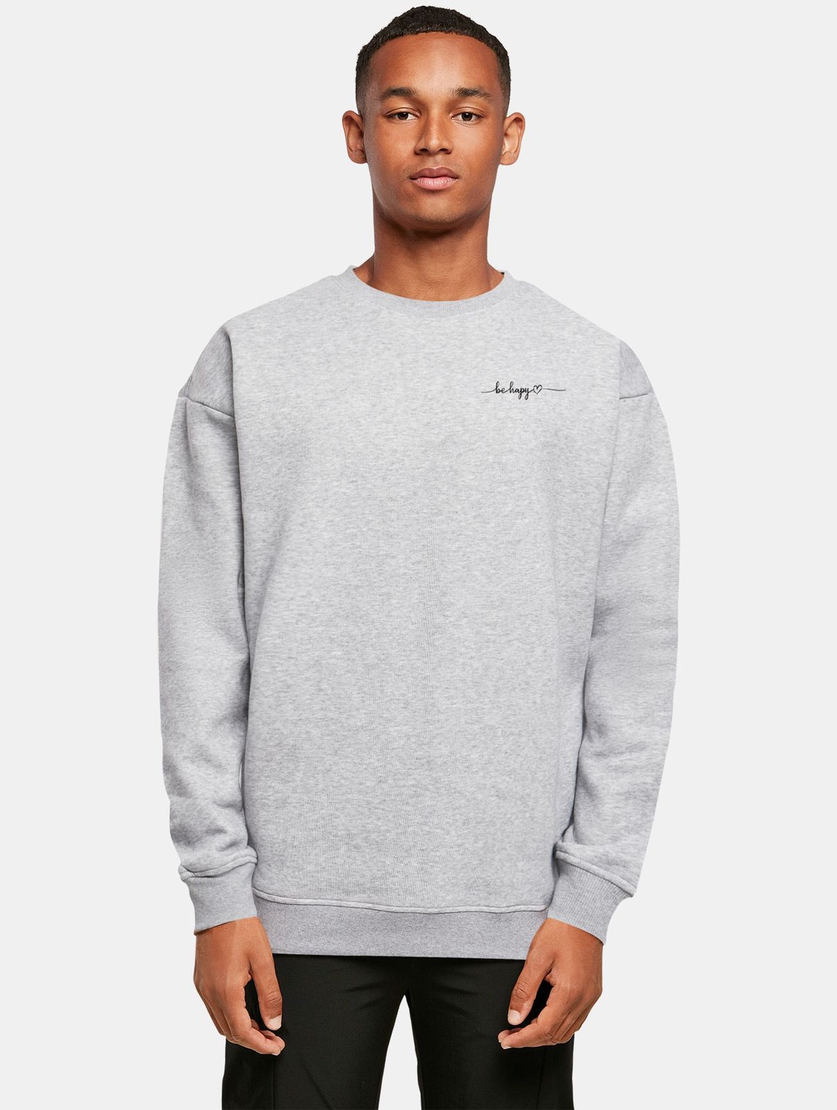lässiges Merchcode Herren Sweatshirt Rippbündchen Oversize 300 g/m² mit Baumwolle Grau von Merchcode