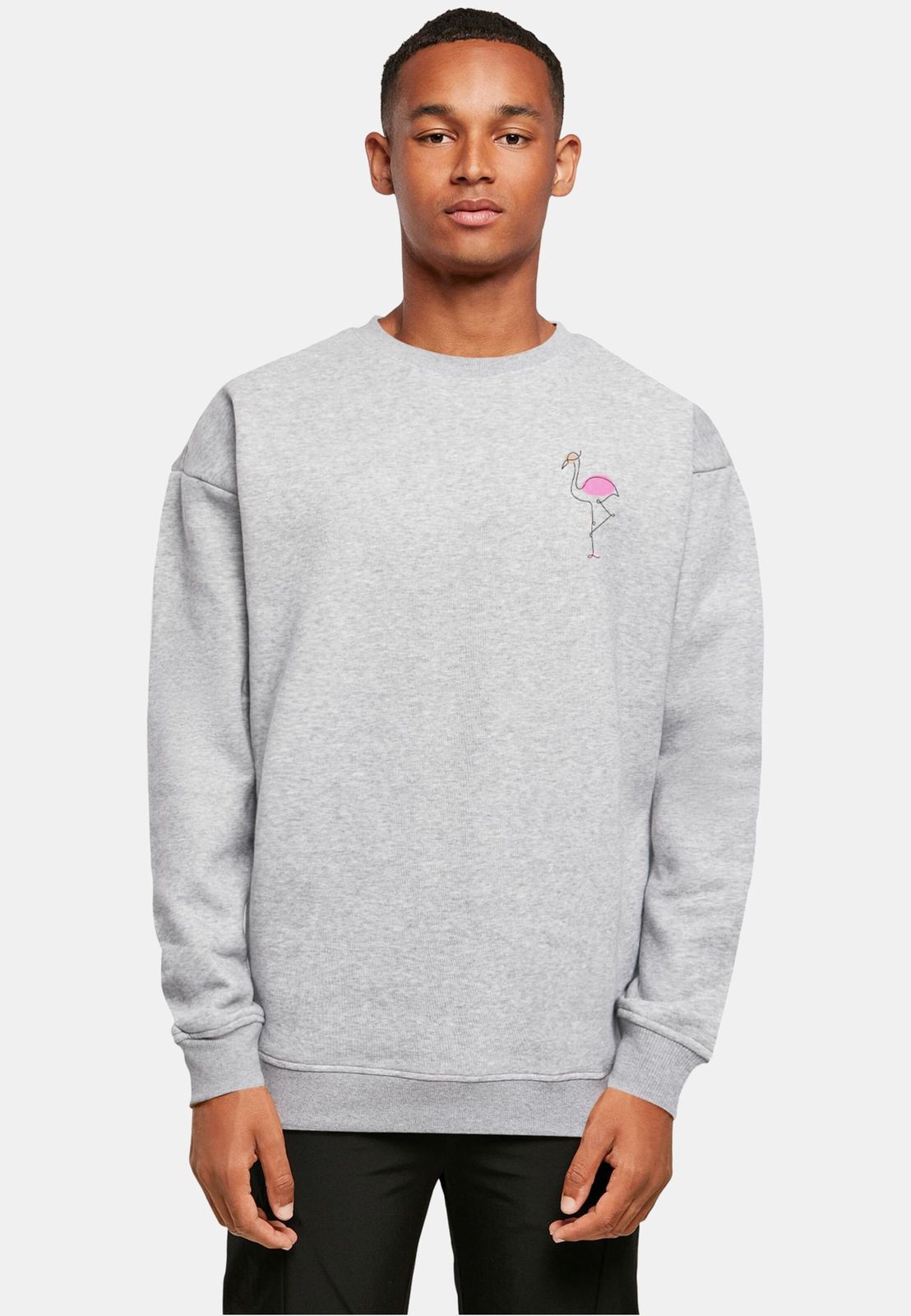 lässiges Merchcode Herren Sweatshirt Rippbündchen Oversize 300 g/m² mit Baumwolle Grau von Merchcode