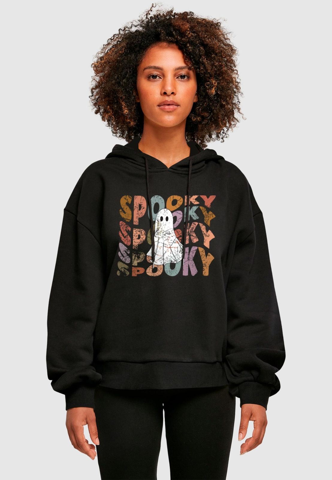 moderner Merchcode Damen Hoodie Rippbündchen 300 g/m² Schwarz von Merchcode