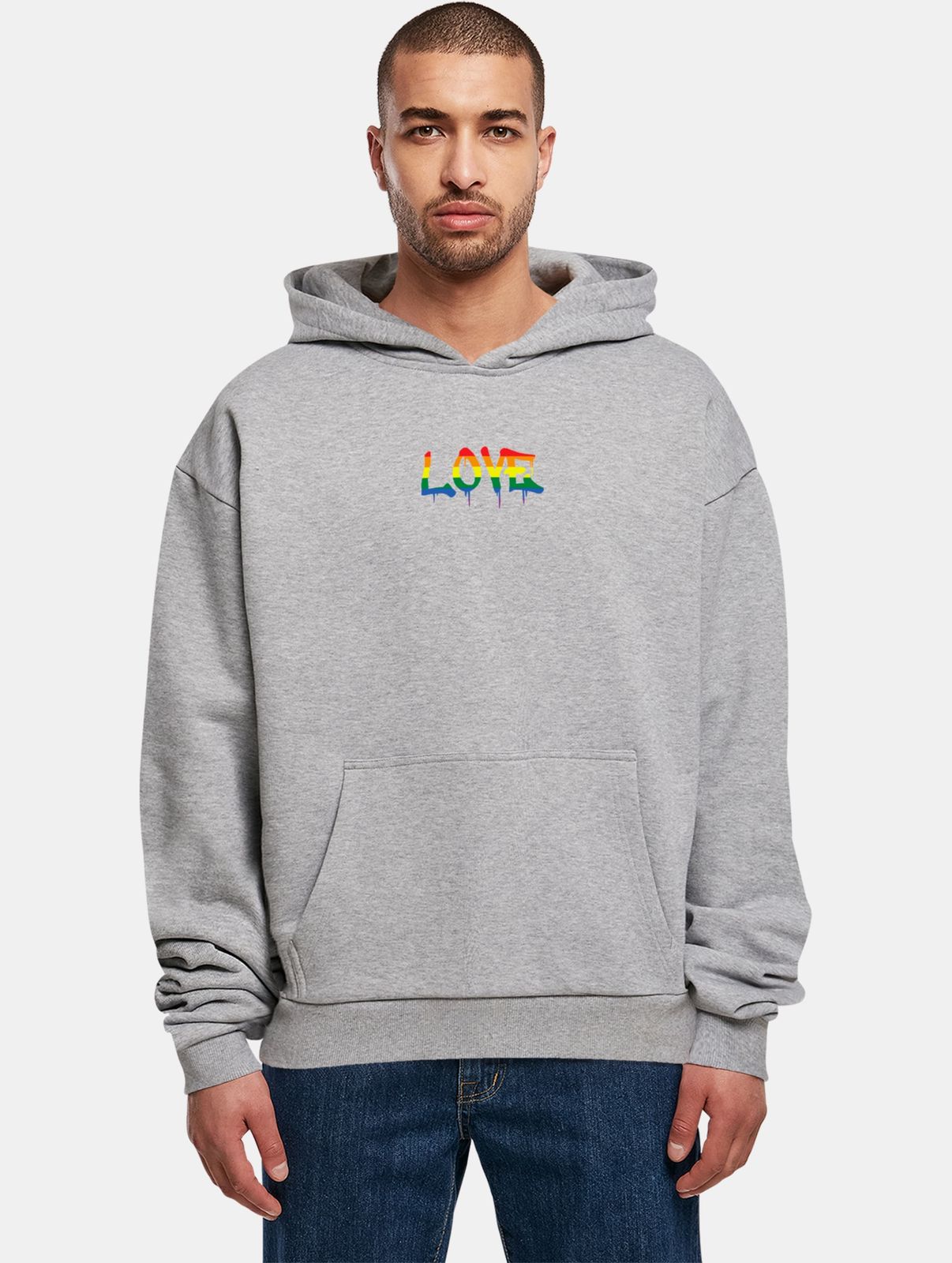 moderner Merchcode Herren Hoodie 460 g/m² mit Baumwolle Grau von Merchcode