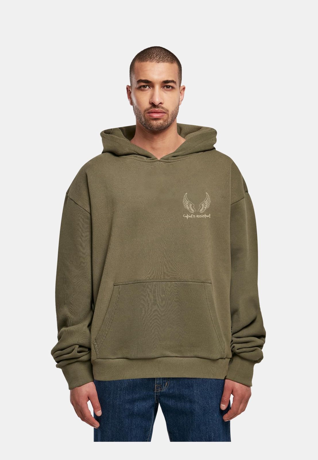 moderner Merchcode Herren Hoodie 460 g/m² mit Baumwolle Khaki von Merchcode