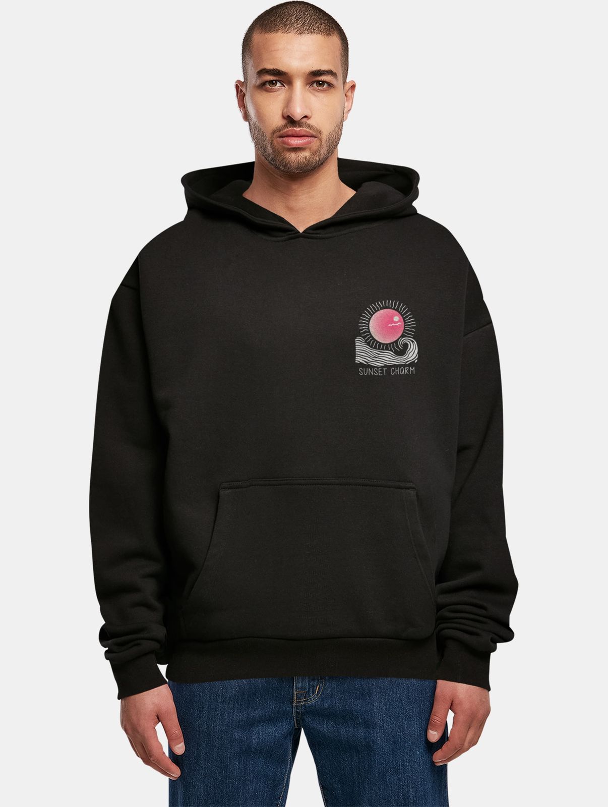 moderner Merchcode Herren Hoodie Oversize 460 g/m² mit Baumwolle Schwarz von Merchcode