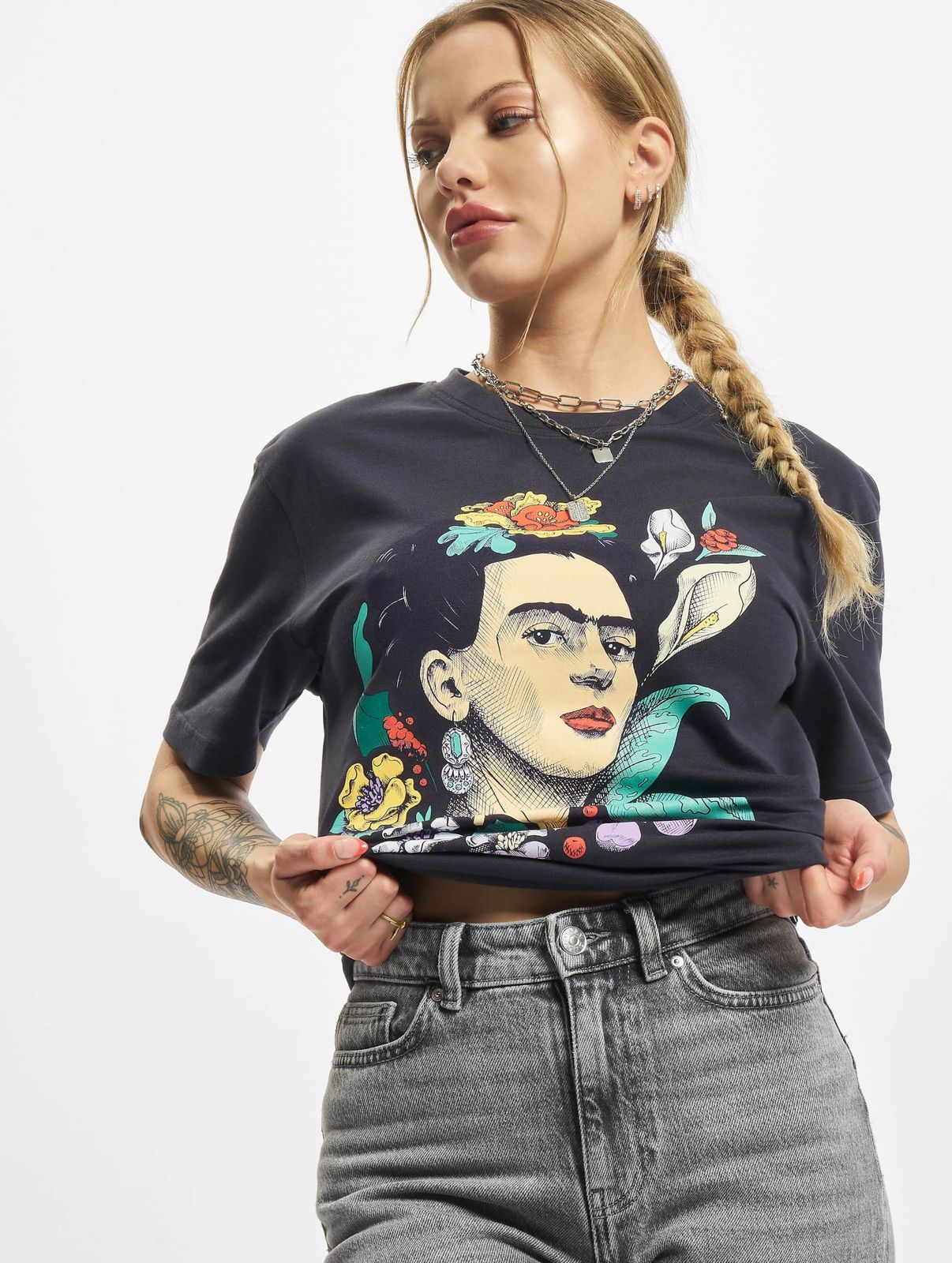 modernes Merchcode Damen T-Shirt 180 g/m² mit Baumwolle Navy von Merchcode