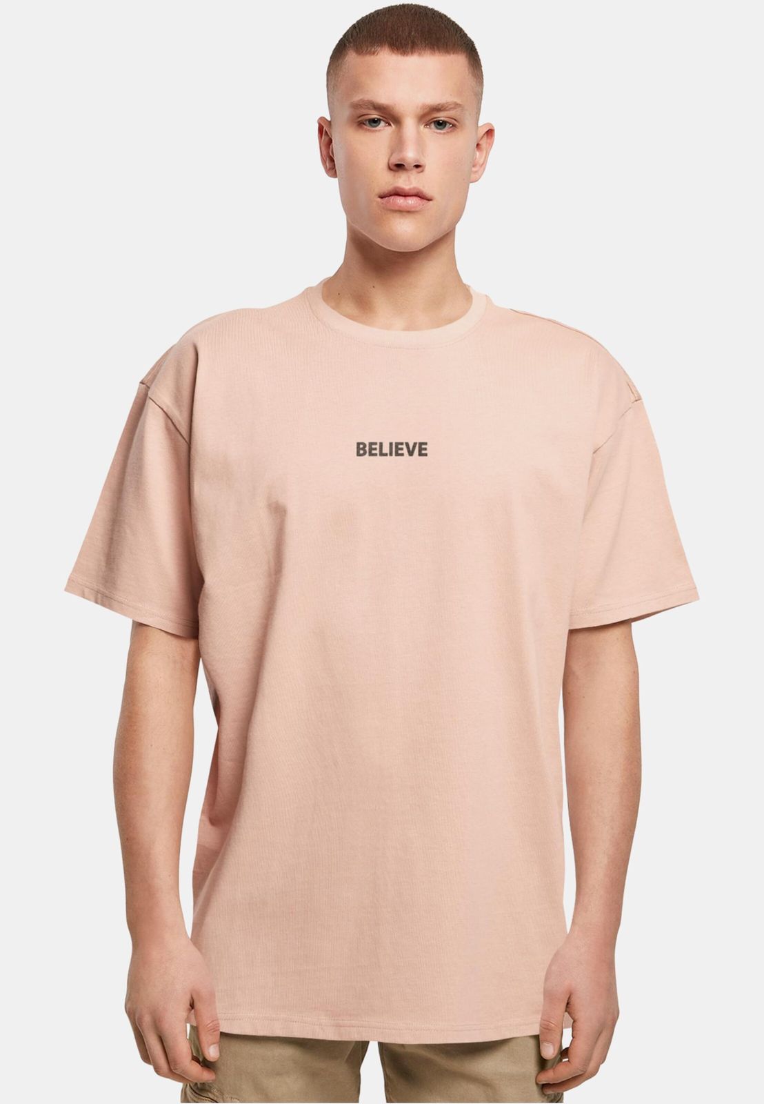modernes Merchcode Herren T-Shirt Oversize 240 g/m² mit Baumwolle Alt-Rosa von Merchcode
