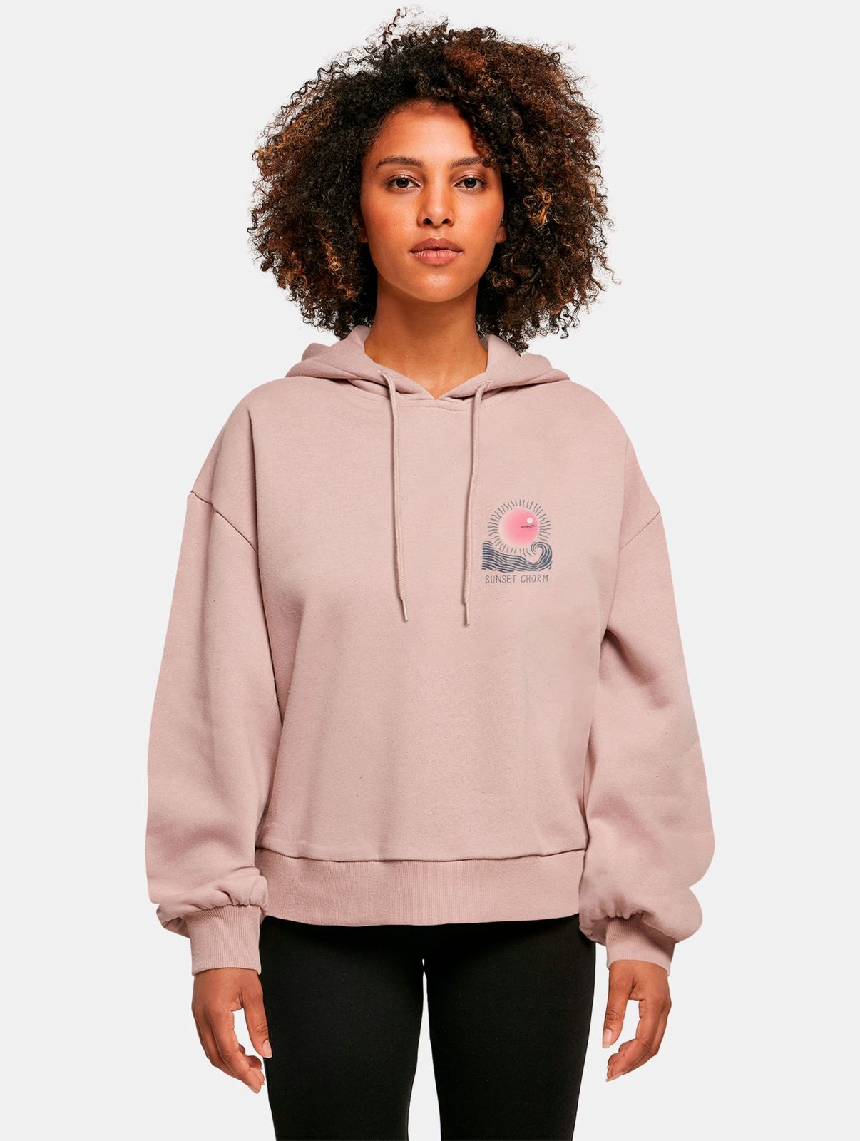 weicher Merchcode Damen Hoodie Kapuze Oversize 300 g/m² Alt-Rosa von Merchcode